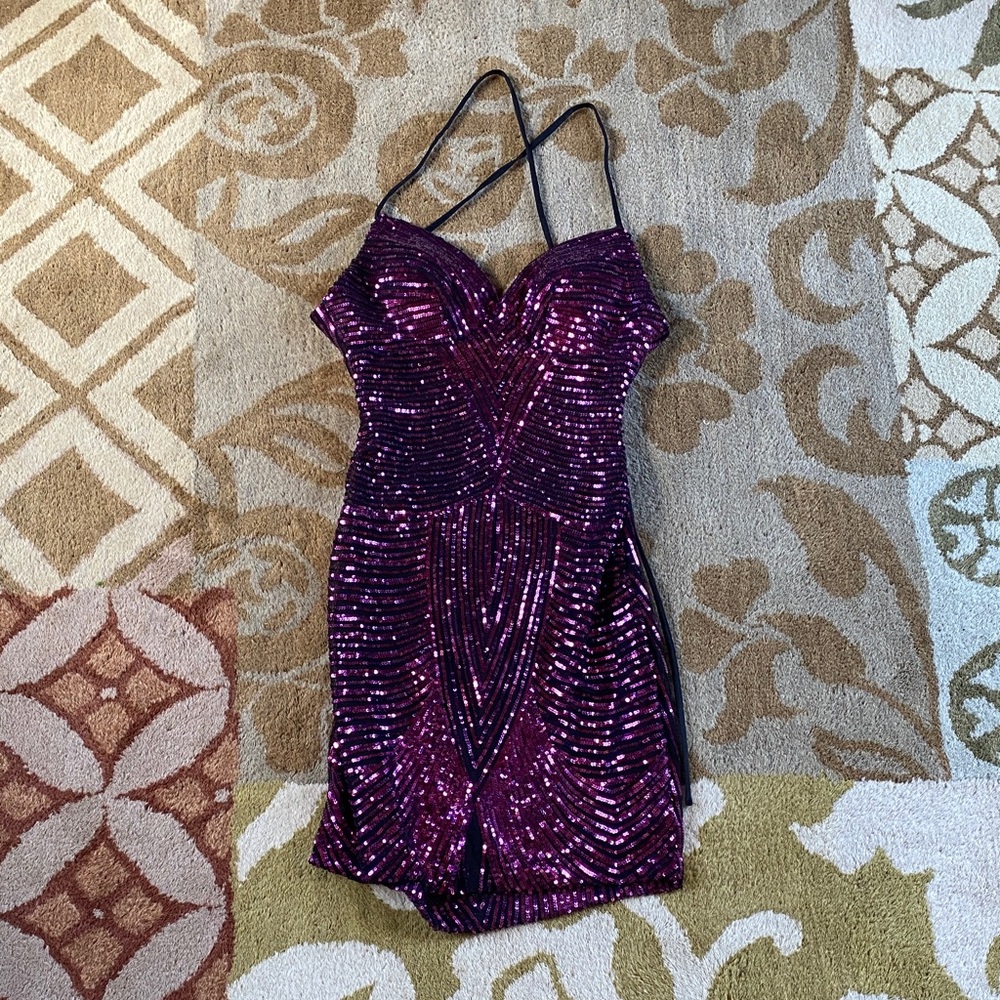 B Darlin Sparkling Purple Mini Dress